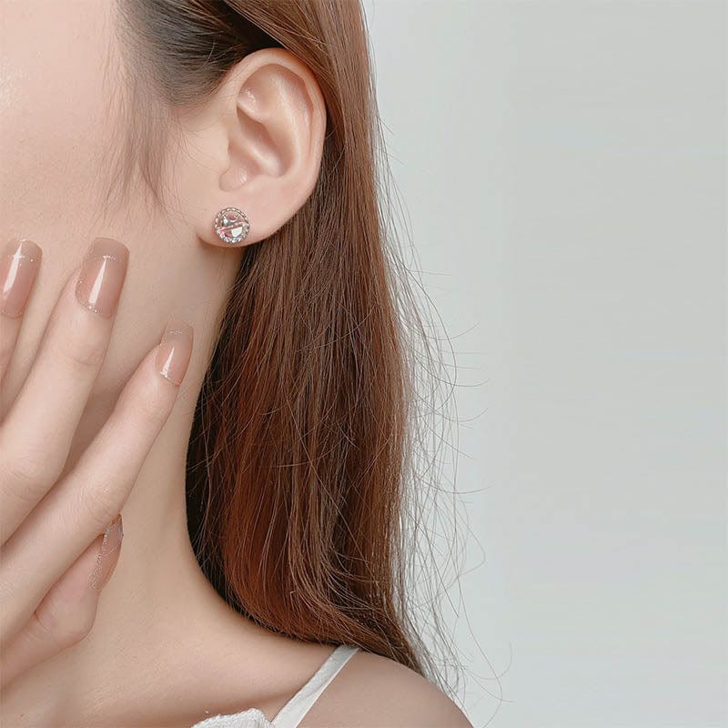 Silver Colored Diamond Little Whale Earrings