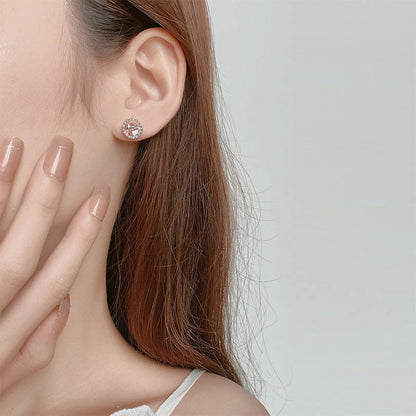 Silver Colored Diamond Little Whale Earrings