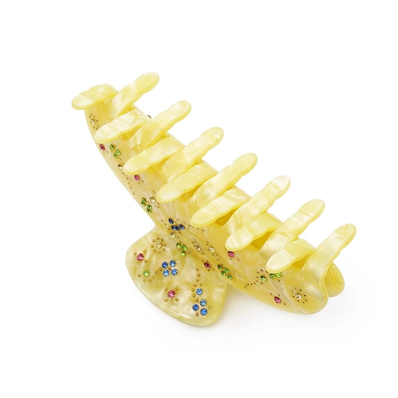 French Diamond Premium Hair Claw Shark Clip In Yellow