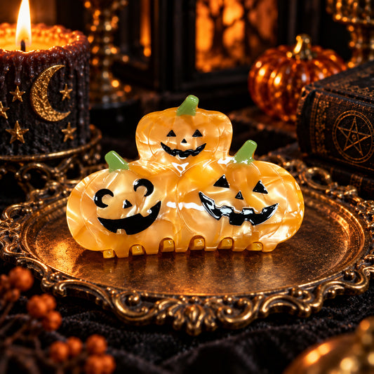 Medium Orange Pumpkin Trio Hair Claw