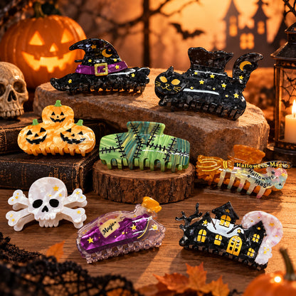 Medium Orange Pumpkin Trio Hair Claw