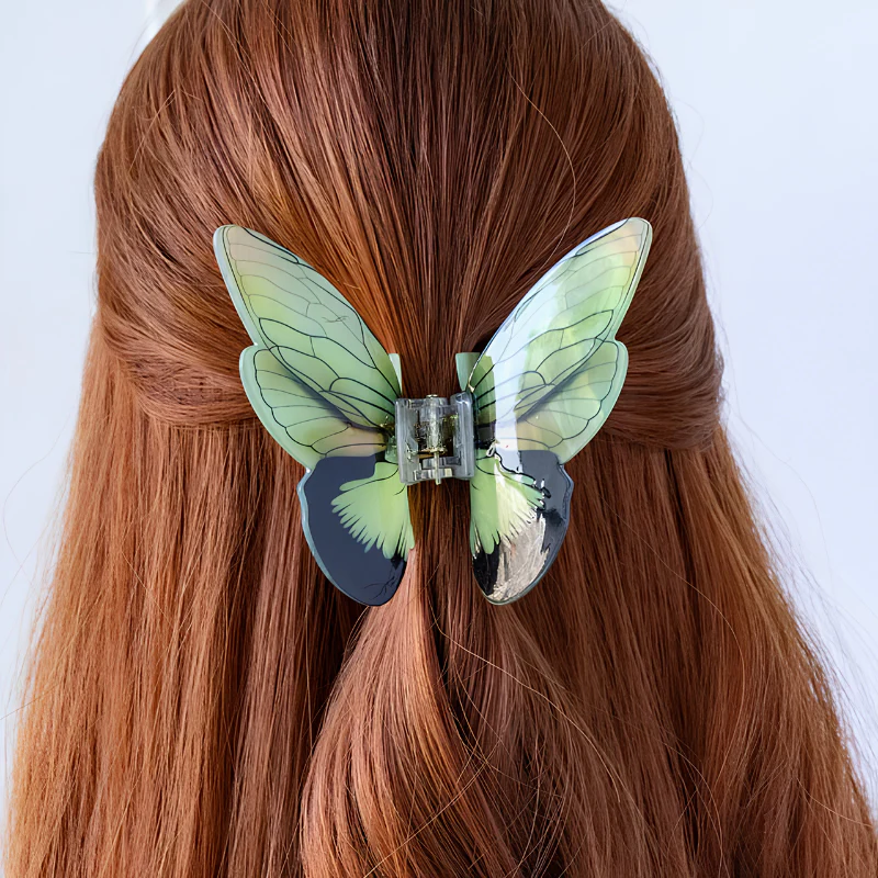 Large Light Green Swallowtail Butterfly Hair Claw