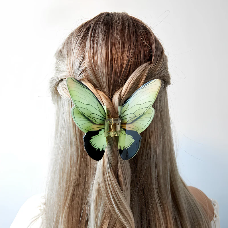 Large Light Green Swallowtail Butterfly Hair Claw