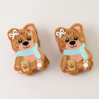 Large Brown Bear Hair Claw Clips