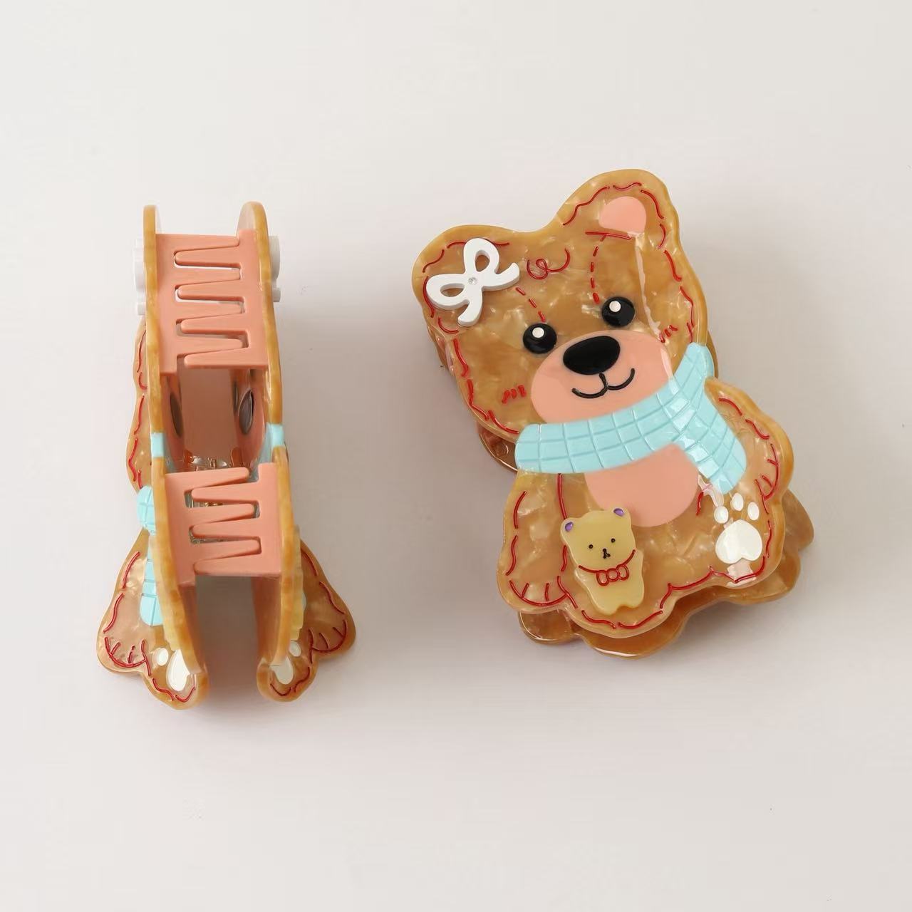 Large Brown Bear Hair Claw Clips