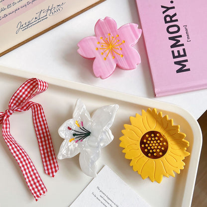 Medium Cherry Blossom Lily Sunflower Hair Claw丨Lemonschunks