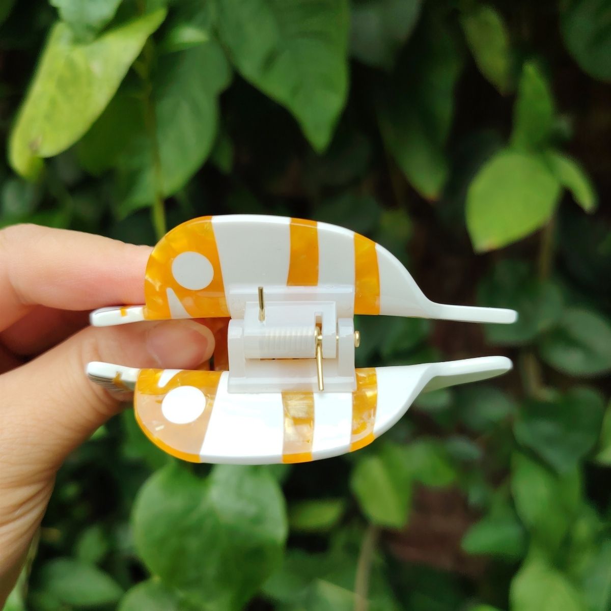 Medium Orange White Butterfly Fish Hair Claw