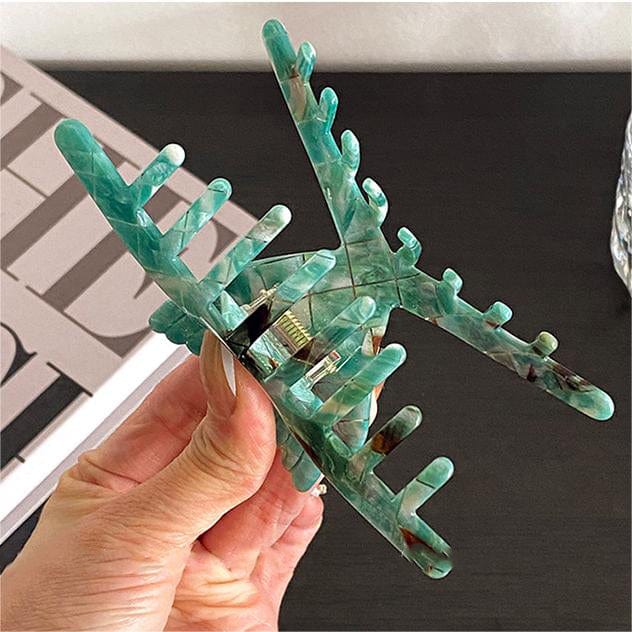 Mermaid Tail Design Hair Claw In Vintage Green