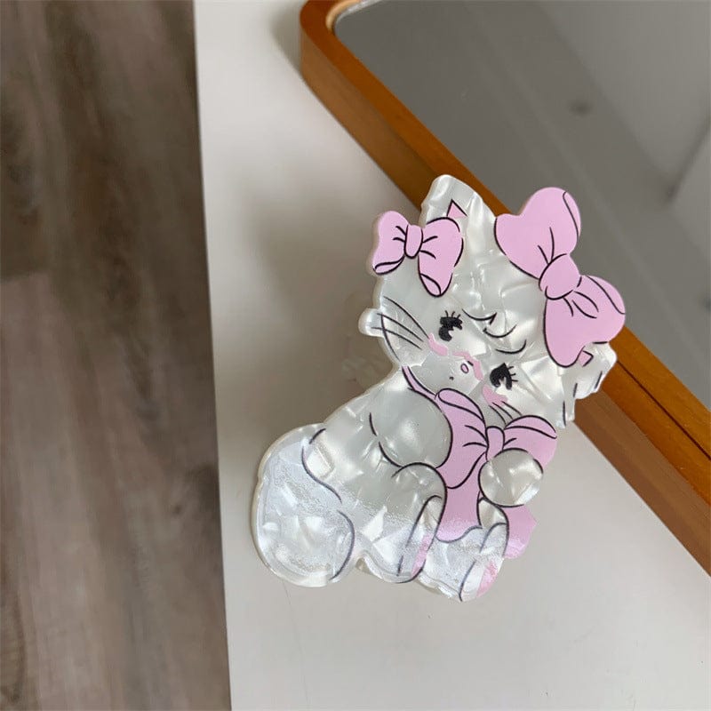 Medium  Light Pink Bow Cat Scratcher Hair Claw