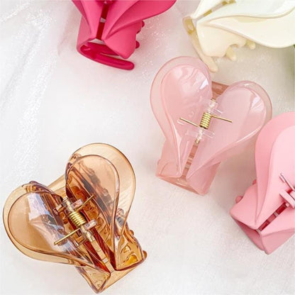 Heart Ladies Luster Hair Claw In Pink