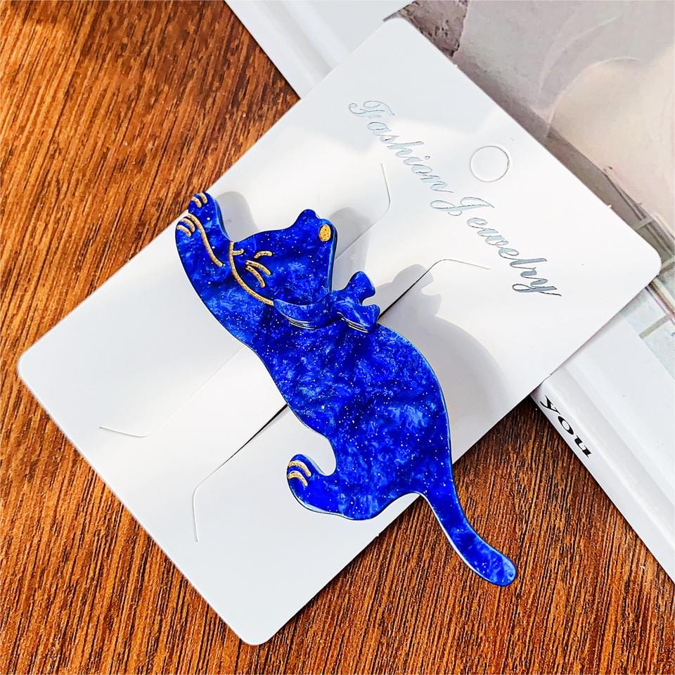 Caline Blue Cat Acetate Hair Clip Duckbill Clip