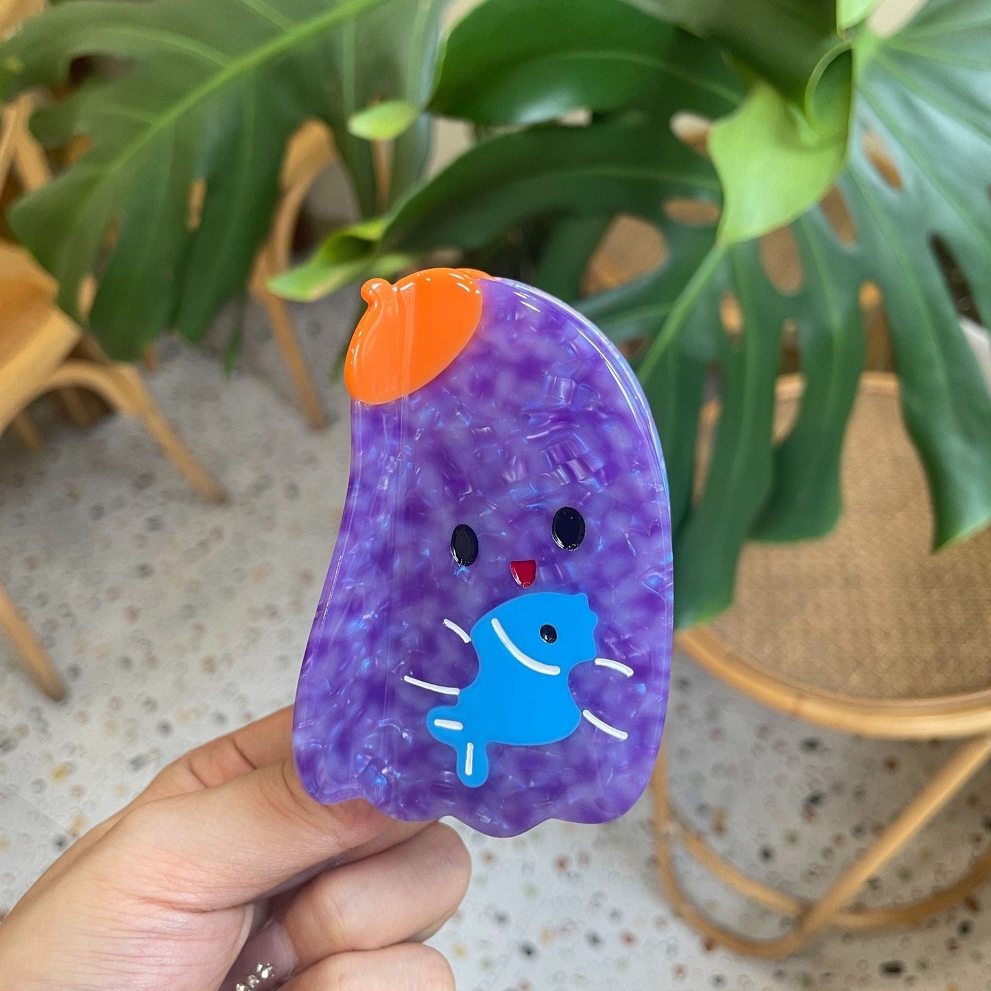 Medium  Purple Eggplant Fish Hair Claw