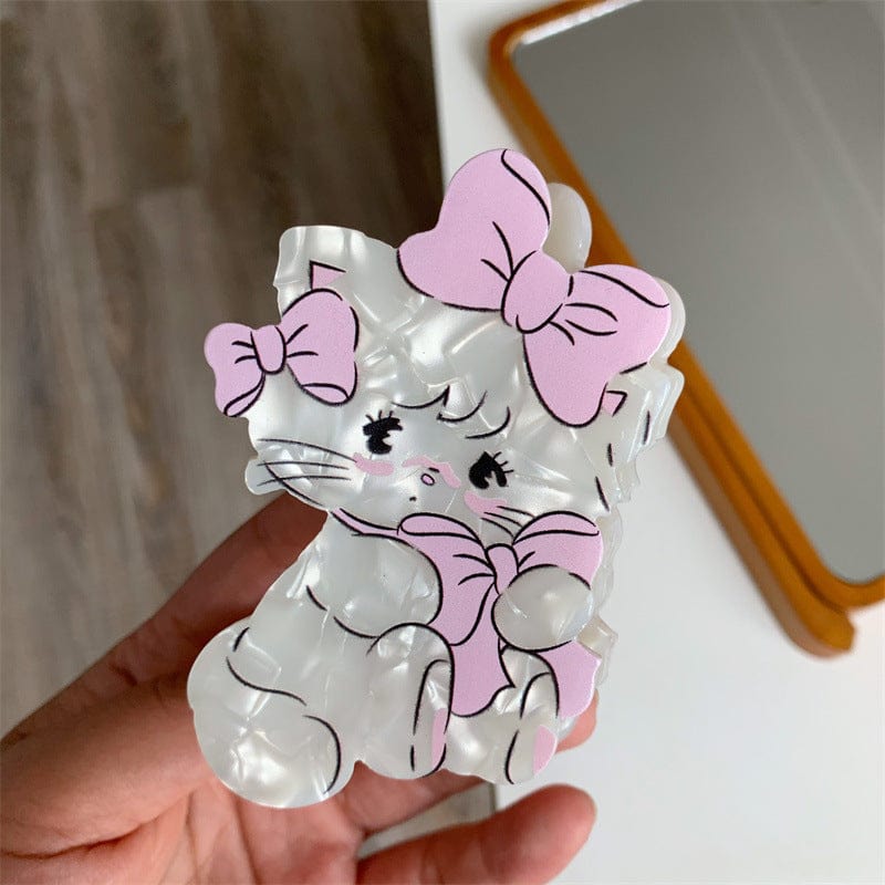 Medium  Light Pink Bow Cat Scratcher Hair Claw