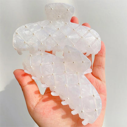 French Vintage Pearl Acetate Clips In White