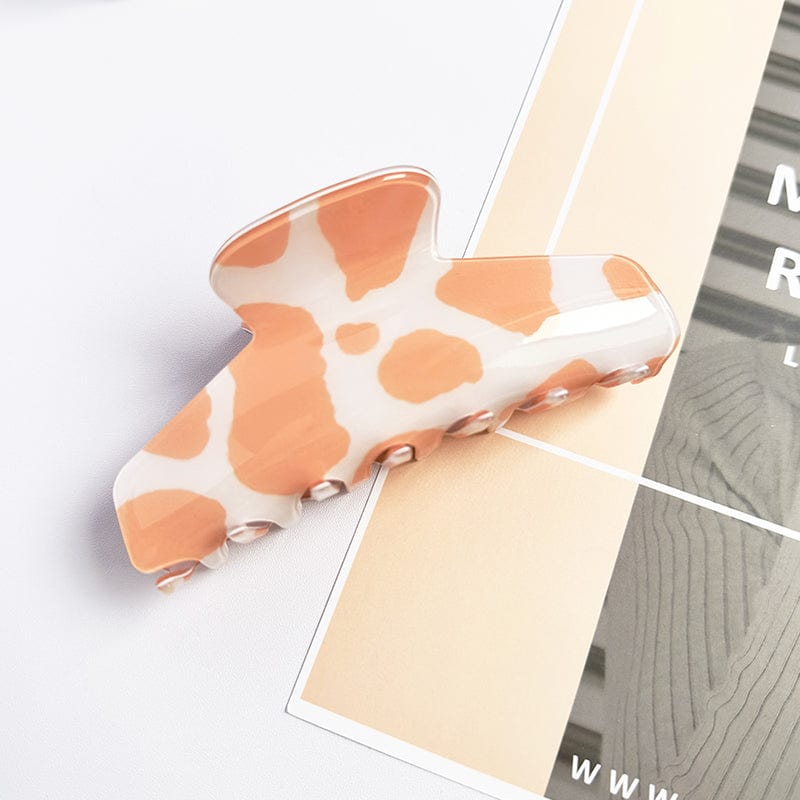 Orange Leopard Print Textured Acetate Hair Claw