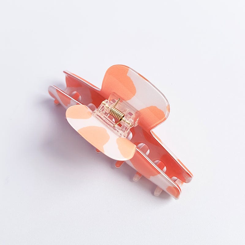 Orange Leopard Print Textured Acetate Hair Claw