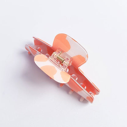 Orange Leopard Print Textured Acetate Hair Claw