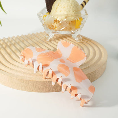 Orange Leopard Print Textured Acetate Hair Claw