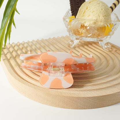 Orange Leopard Print Textured Acetate Hair Claw