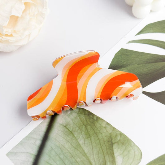 Orange & Yellow Textured Acetate Hair Claw