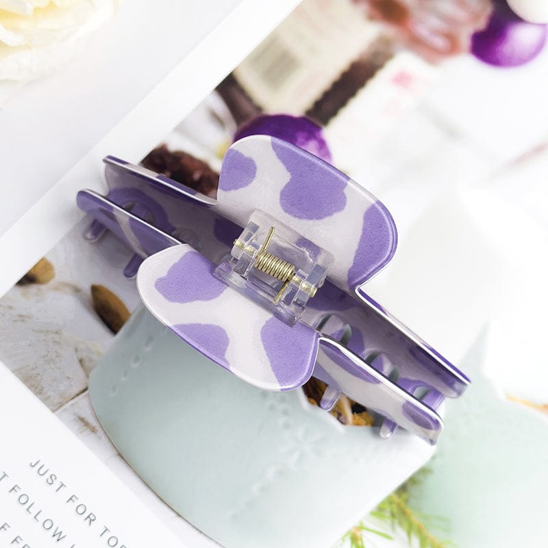 Purple Leopard Print Textured Acetate Hair Claw