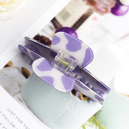 Purple Leopard Print Textured Acetate Hair Claw
