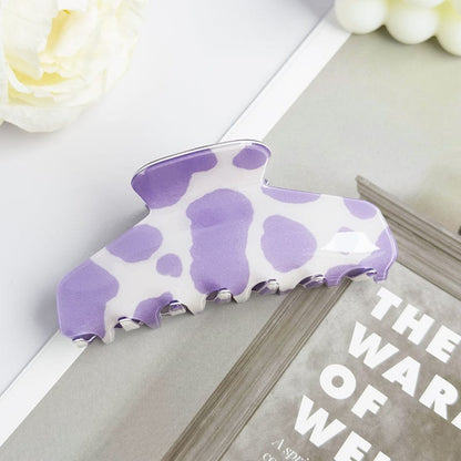 Purple Leopard Print Textured Acetate Hair Claw