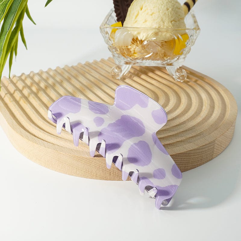 Purple Leopard Print Textured Acetate Hair Claw