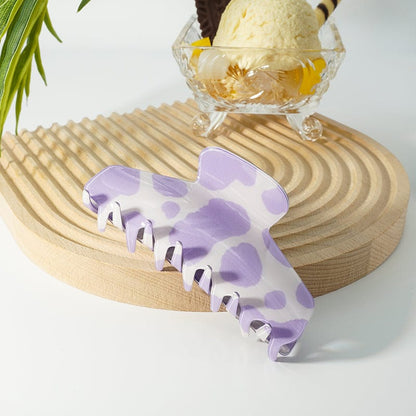 Purple Leopard Print Textured Acetate Hair Claw