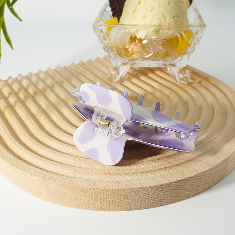 Purple Leopard Print Textured Acetate Hair Claw