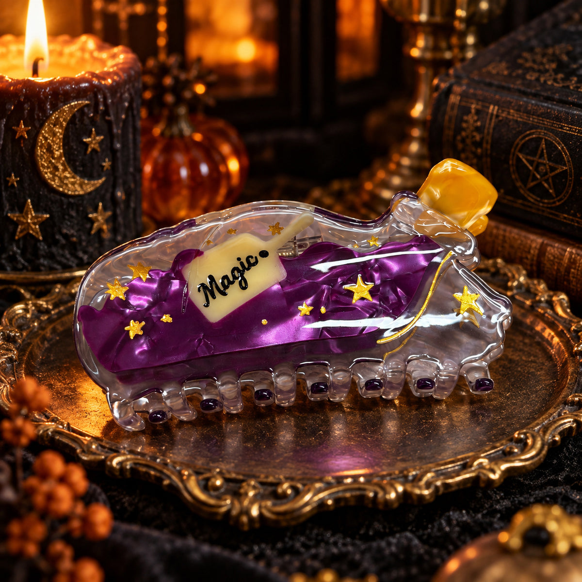 Large Purple Magic Potion Bottle Hair Claw