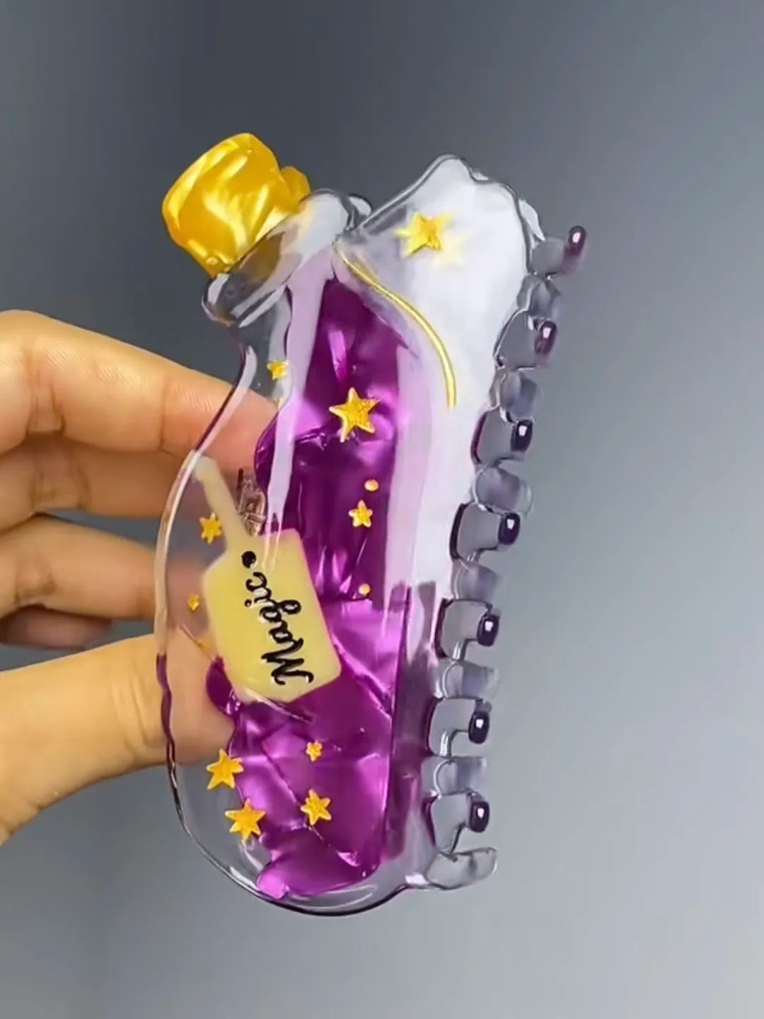 Large Purple Magic Potion Bottle Hair Claw