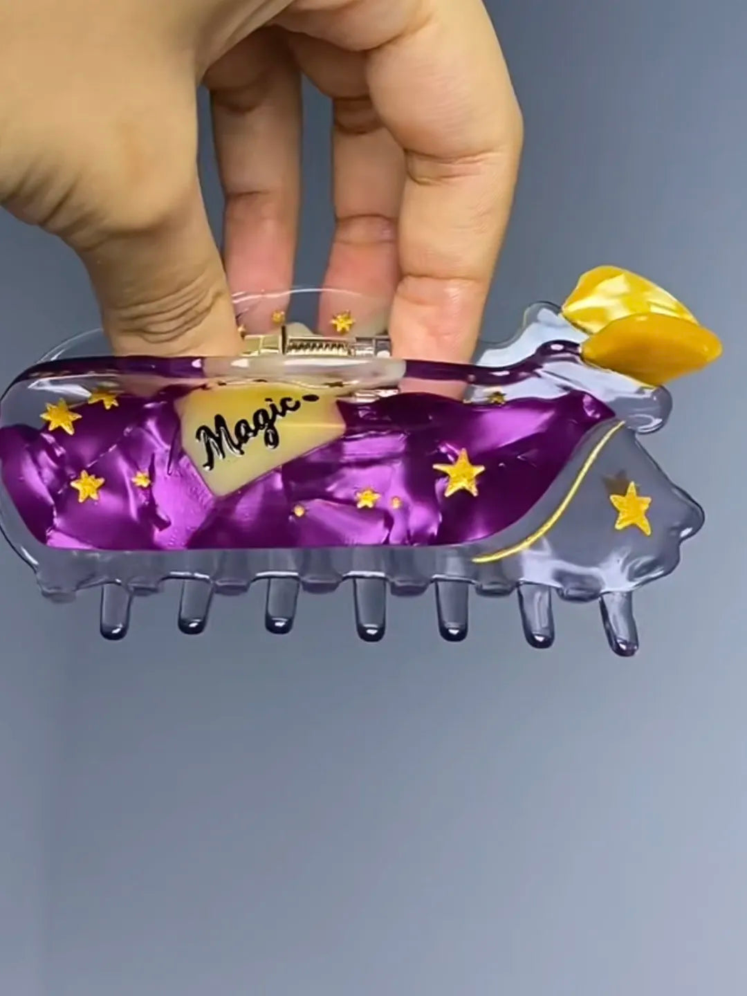 Large Purple Magic Potion Bottle Hair Claw