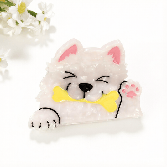 Cute Corgi Border Collie Dog Claw Clip (White) – Pet Style Hair Clip