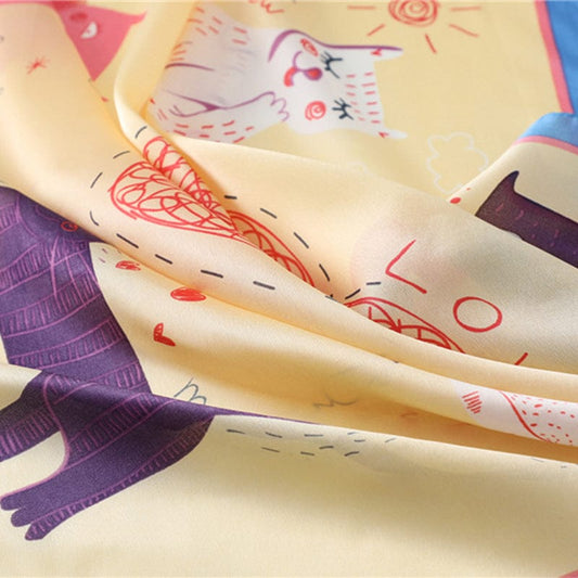 Yellow Cat Printed Scarf丨Lemonschunks