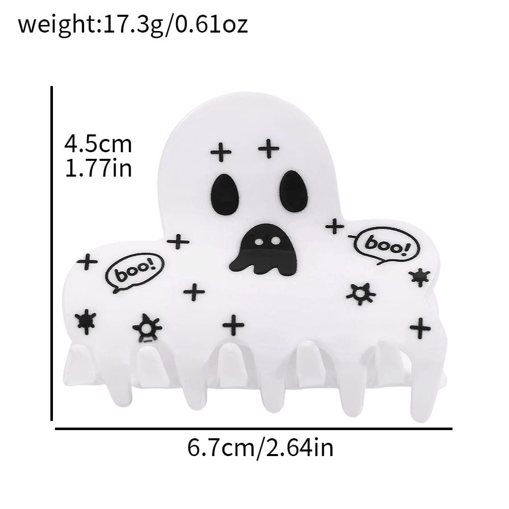 Small White Black Cosmic Boo Hair Claw Lemonschunks