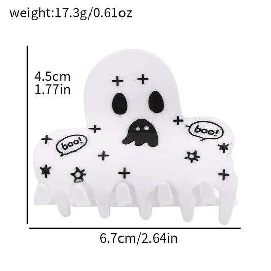 Small White Black Cosmic Boo Hair Claw Lemonschunks