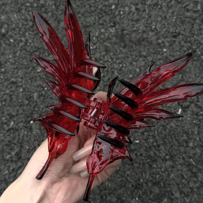 Jumbo Blood Red 3D Printed Gothic Butterfly Wing Hair Claw