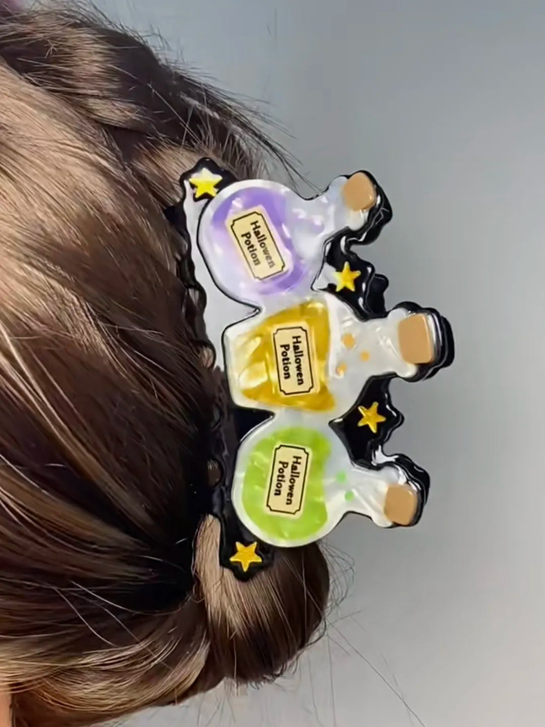 Large Halloween Triple Potion Bottles Hair Claw