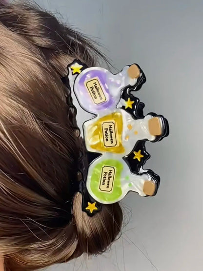 Large Halloween Triple Potion Bottles Hair Claw
