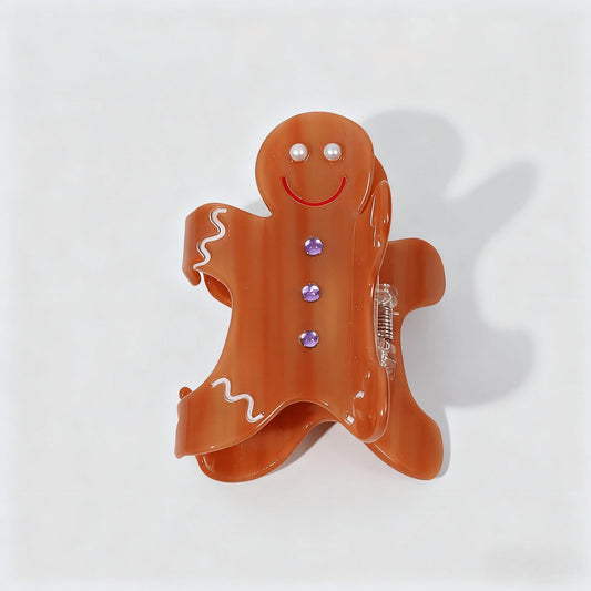 Acrylic Gingerbread Man Hair Claw