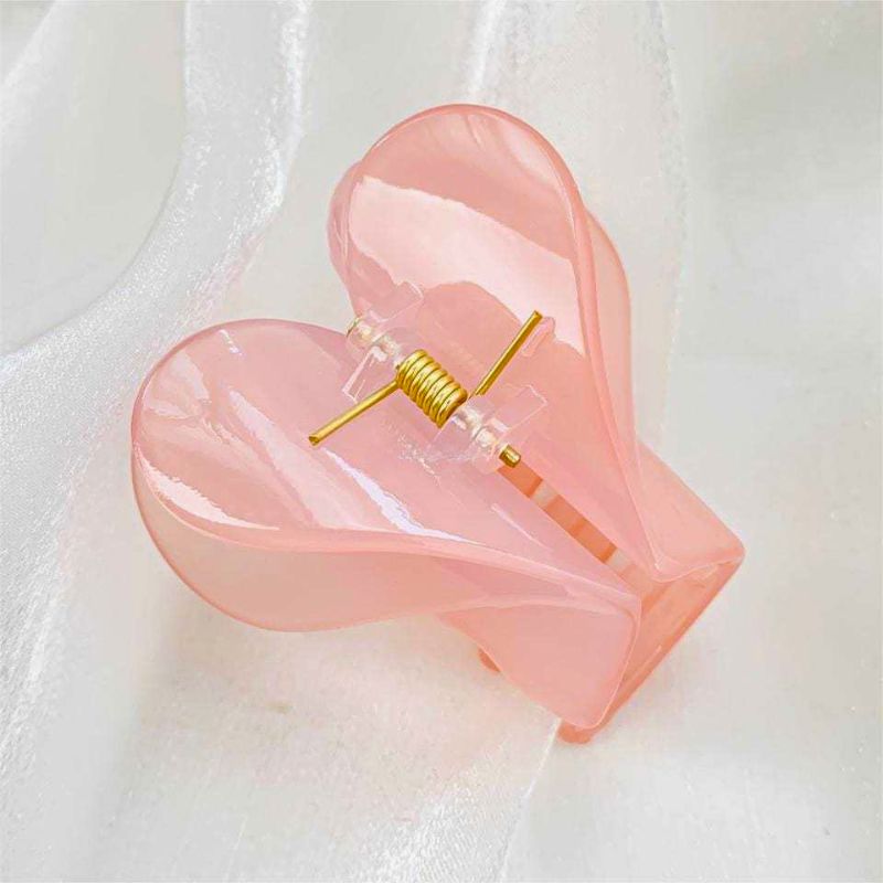 Heart Ladies Luster Hair Claw In Pink