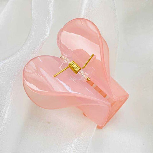 Heart Ladies Luster Hair Claw In Pink