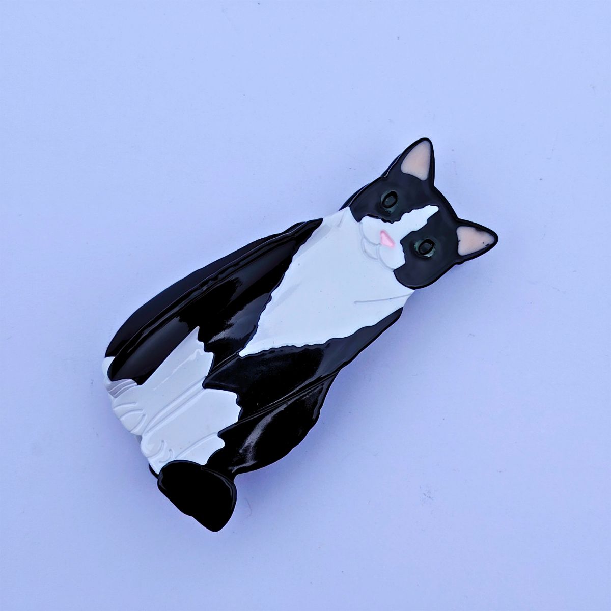 Adorable Medium Black and White Cow Cat Hair Claw