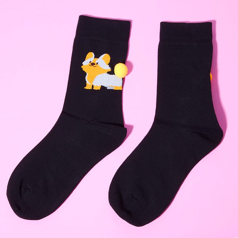 3-Pack Animal Crew Socks - Bear+Panda+Corgi Collection丨Lemonschunks