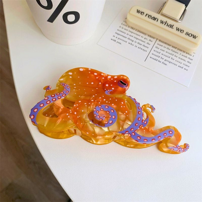 Orange Blue-Ringed Octopus Hair Claw