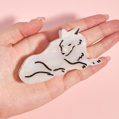 Medium White Wild Wolf Hair Claw Clip