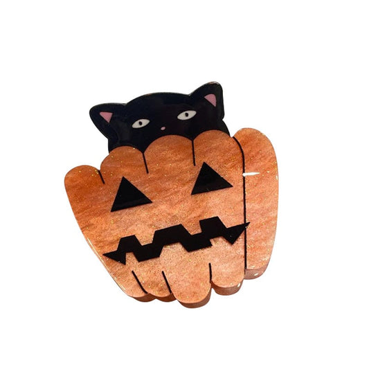 Small Cat Pumpkin Hair Claw