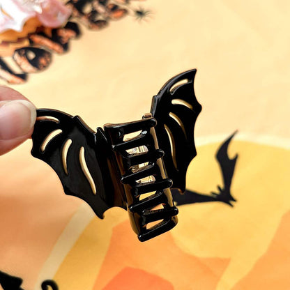 Lemonschunks bat hair claw, black openwork, acrylic clip, laser cut, gothic style, Halloween accessory, hollow-out design, precise measurement Mysterious Small Black Openwork Bat Hair Claw