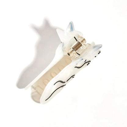 Medium White Wild Wolf Hair Claw Clip